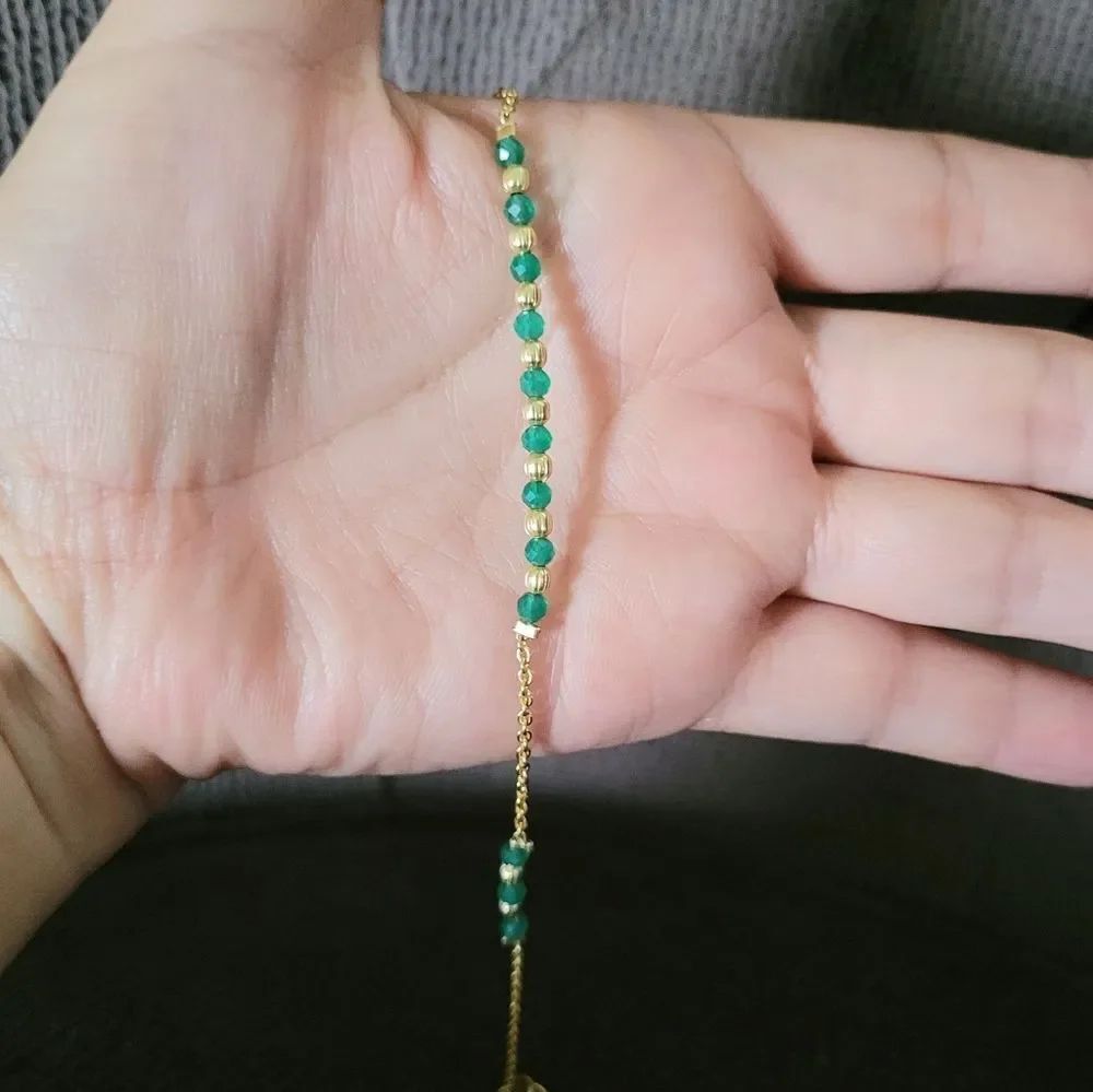 Shivam Green💚 Onyx Bead Anklet - Picture 8 of 15